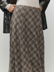 Mink Brown Check Midi Skirt - Image 5 of 8