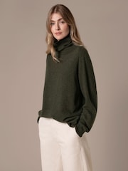 Celtic & Co. Geelong Slouch Roll Neck Green Jumper - Image 3 of 7
