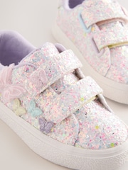 Multi Pastel Glitter Wide Fit (G) Butterfly Touch Fasten Strap Trainers - Image 4 of 5