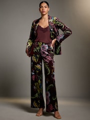 Print Velvet Wide Leg Trousers - Image 1 of 10