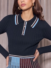 Lipsy Mini Polo Long Sleeve Knitted Mini Dress - صورة 3 من 6