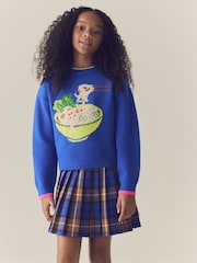 Cobalt Blue / Tan Check Pleated Kilt Skirt (3-16yrs) - Image 2 of 8