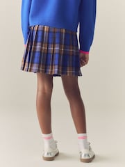 Cobalt Blue / Tan Check Pleated Kilt Skirt (3-16yrs) - Image 3 of 8