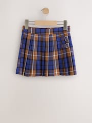 Cobalt Blue / Tan Check Pleated Kilt Skirt (3-16yrs) - Image 5 of 8