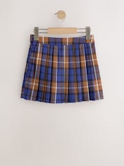 Cobalt Blue / Tan Check Pleated Kilt Skirt (3-16yrs) - Image 6 of 8