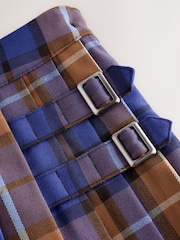 Cobalt Blue / Tan Check Pleated Kilt Skirt (3-16yrs) - Image 7 of 8