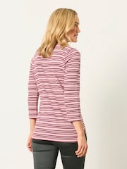 FatFace Natalie Dusky Pink Textured Stripe 3/4 Sleeve T-Shirt - Image 2 of 5