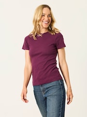 FatFace Celia Plum Purple Short Sleeve T-Shirt - Image 3 of 6