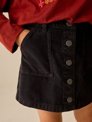 Black Cord Button Front Detail Skirt (3-16yrs) - Image 4 of 4