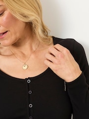FatFace Bethan Black Button Ribbed Long Sleeve Top - Image 3 of 6