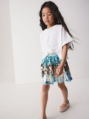 Blue/Gold Rainbow Sequin - Pullon Skirt (3-16yrs) - Slika 1 od 4