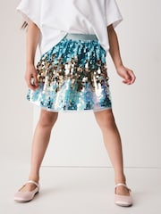 Blue/Gold Rainbow Sequin - Pullon Skirt (3-16yrs) - Slika 2 od 4