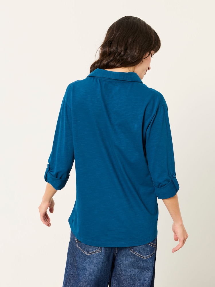 FatFace Paige Indigo Blue Jersey Shirt - Image 2 of 4