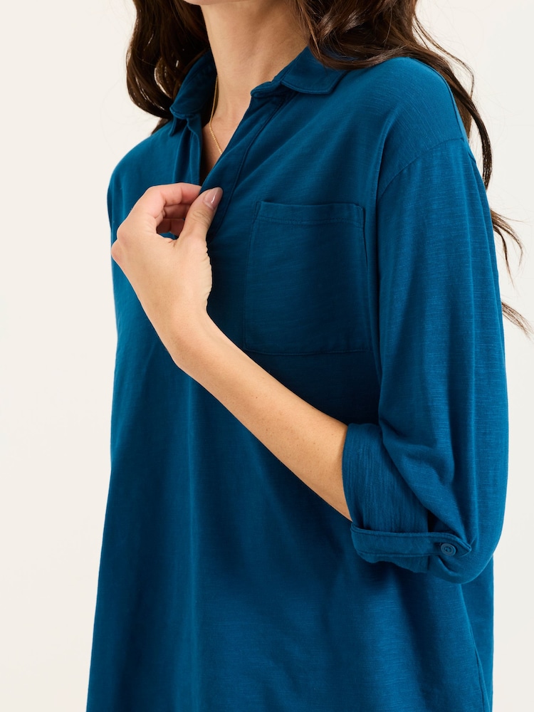 FatFace Paige Indigo Blue Jersey Shirt - Image 4 of 4