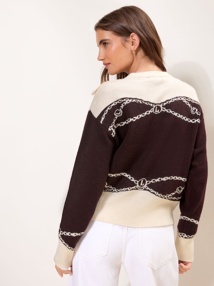 Lipsy x Gemma Owen Cream and Burgundy Red Horse Detail Knitted Jumper - Image 7 of 7 Lipsy x Gemma Owen Cream and Burgundy Red Horse Detail Knitted Jumper - Image 7 of 7