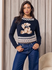 Lipsy Bear Crew Neck Knitted Jumper - Obraz 3 z 7