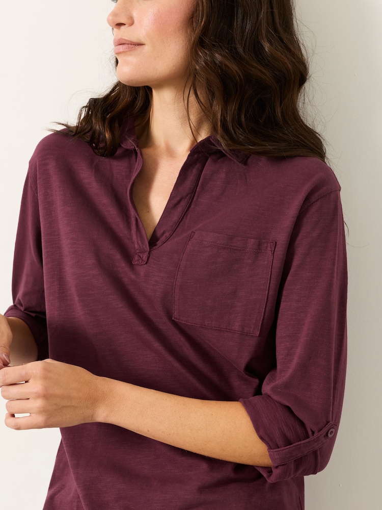 FatFace Paige Plum Purple Jersey Shirt - Image 4 of 4