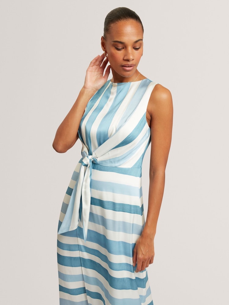 knee length dresses for ladies Striped Square Neck Flippy Midi Dress | Tilleea main image 0