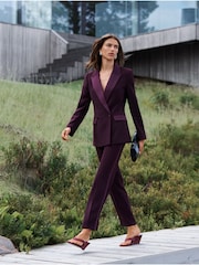 Burgundy Slim Tuxedo Trousers - Image 1 of 8