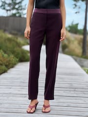 Burgundy Slim Tuxedo Trousers - Image 2 of 8