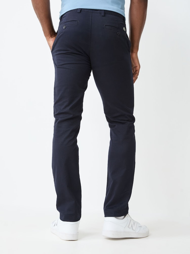 Lacoste Blue Slim Fit Stretch Twill Chino Trousers - Image 2 of 3 Lacoste Blue Slim Fit Stretch Twill Chino Trousers - Image 2 of 3