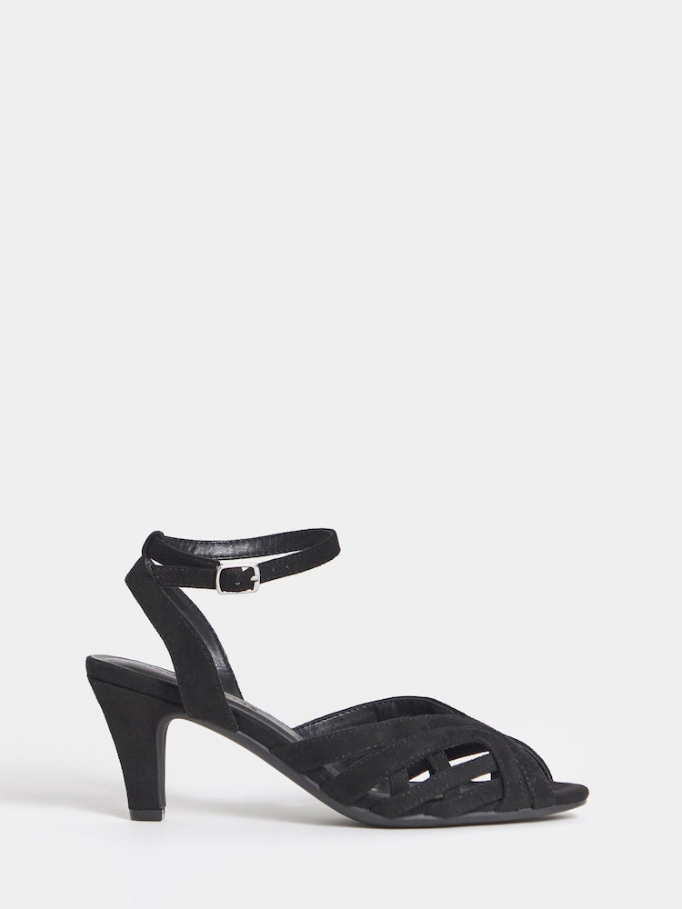 JD Williams Black T-Bar Heeled Sandals - Image 2 of 4