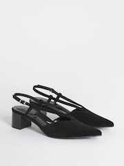 JD Williams Black Wide Fit Low Pointed Toe Slingback Heels - Image 3 of 4