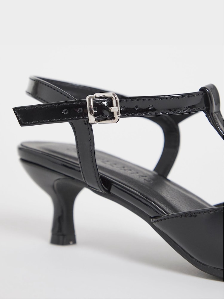 JD Williams Black Extra Wide Fit T Bar Pointed Heels - Image 4 of 4