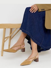 JD Williams Natural Wide Fit Low Pointed Toe Slingback Heels - Image 1 of 4