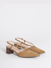 JD Williams Natural Wide Fit Low Pointed Toe Slingback Heels - Image 3 of 4