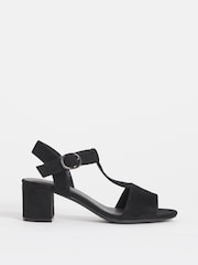 JD Williams Black Extra Wide Fit Cage Upper Heeled Sandals - Image 2 of 4