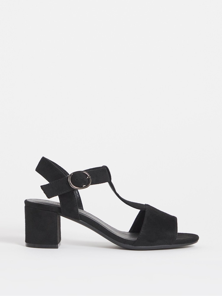 JD Williams Black Extra Wide Fit Cage Upper Heeled Sandals - Image 2 of 4