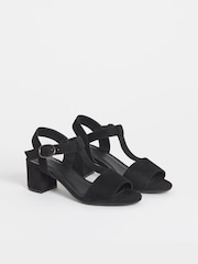 JD Williams Black Extra Wide Fit Cage Upper Heeled Sandals - Image 3 of 4