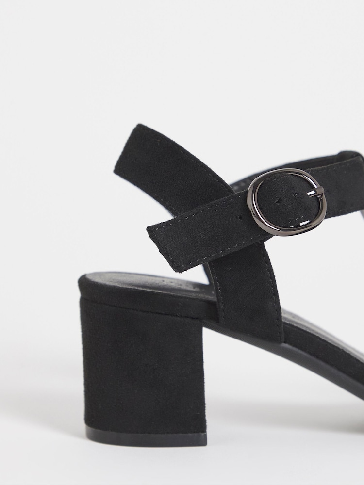 JD Williams Black Extra Wide Fit Cage Upper Heeled Sandals - Image 4 of 4