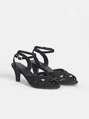 JD Williams Black Wide Fit Cage Upper Heeled Sandals - Image 2 of 4