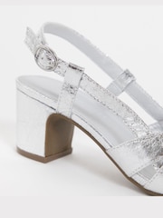 JD Williams Silver Wide Fit Peep Toe Slingback Shoes - Image 4 of 4