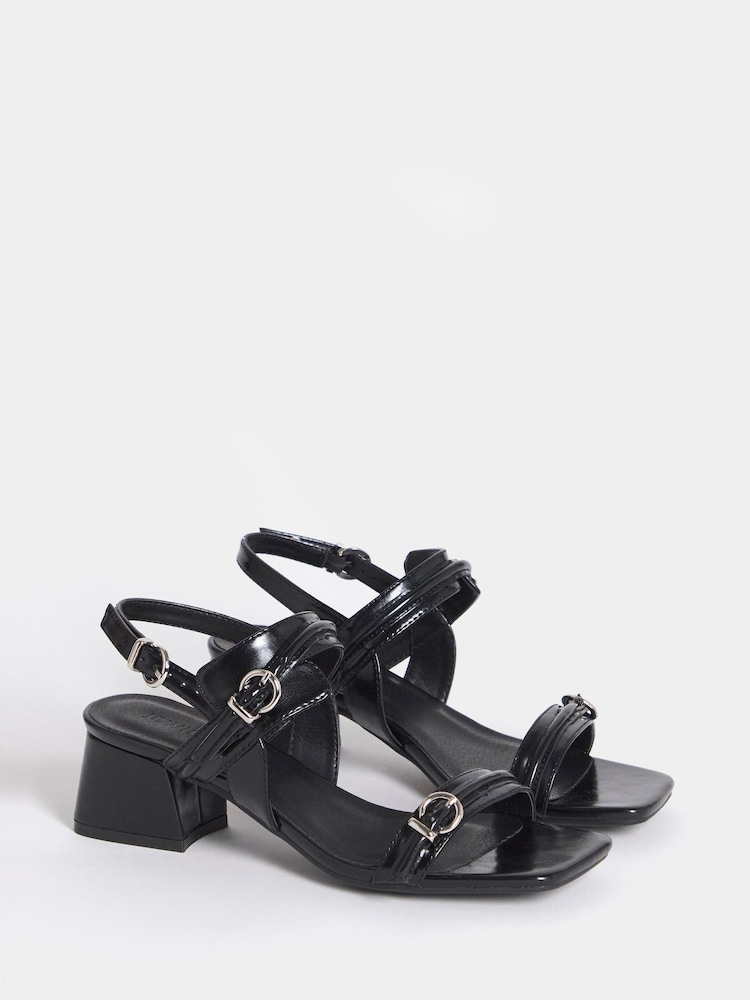 JD Williams Black Wide Fit Two Strap Buckle Sandals - Image 2 of 4