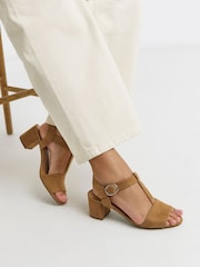 JD Williams Nude T-Bar Heeled Sandals - Image 1 of 4