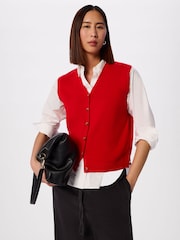 Whistles Red V-Neck Button Front Knit Tank - Image 1 of 5