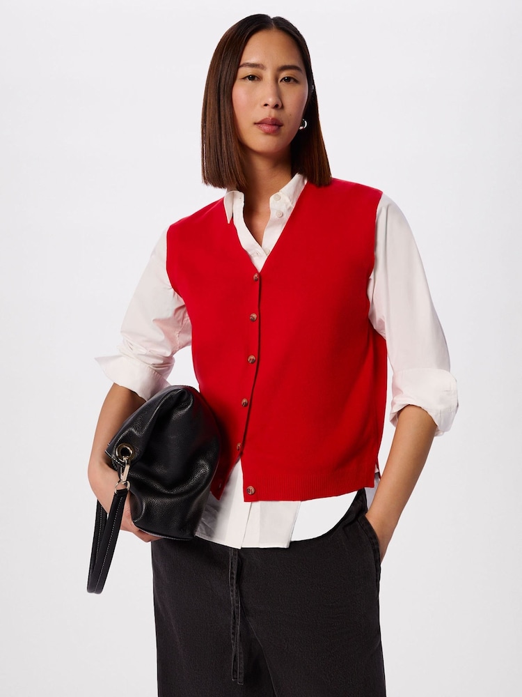 Whistles Red V-Neck Button Front Knit Tank - Image 1 of 5 Whistles Red V-Neck Button Front Knit Tank - Image 1 of 5