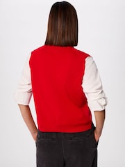 Whistles Red V-Neck Button Front Knit Tank - Image 2 of 5