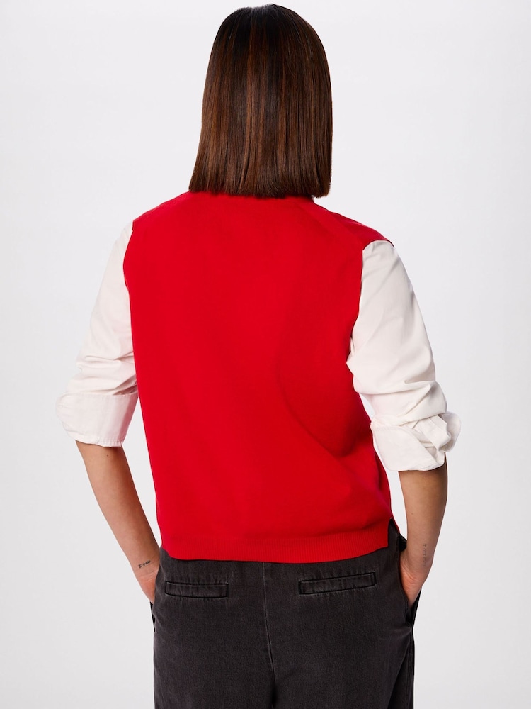 Whistles Red V-Neck Button Front Knit Tank - Image 2 of 5 Whistles Red V-Neck Button Front Knit Tank - Image 2 of 5