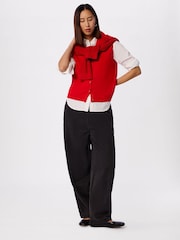 Whistles Red V-Neck Button Front Knit Tank - Image 3 of 5