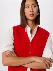 Whistles Red V-Neck Button Front Knit Tank - Image 4 of 5