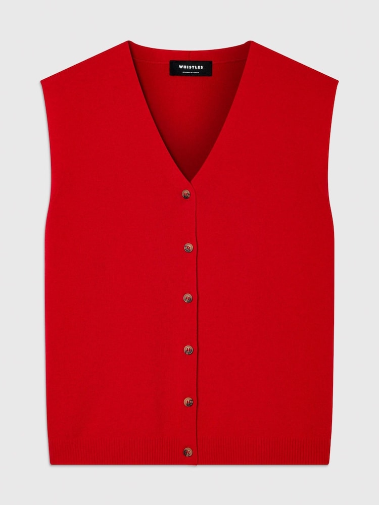 Whistles Red V-Neck Button Front Knit Tank - Image 5 of 5 Whistles Red V-Neck Button Front Knit Tank - Image 5 of 5
