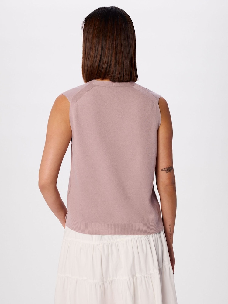 Whistles Pink V-Neck Button Front Knit Tank - Image 2 of 5