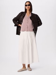 Whistles Pink V-Neck Button Front Knit Tank - Image 3 of 5