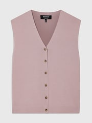 Whistles Pink V-Neck Button Front Knit Tank - Image 5 of 5