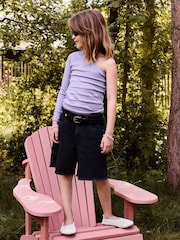 Name It Black Frayed Hem Wide Fit Denim Shorts - Image 1 of 4