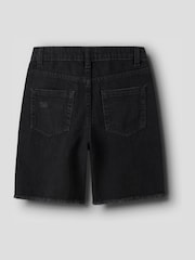 Name It Black Frayed Hem Wide Fit Denim Shorts - Image 3 of 4